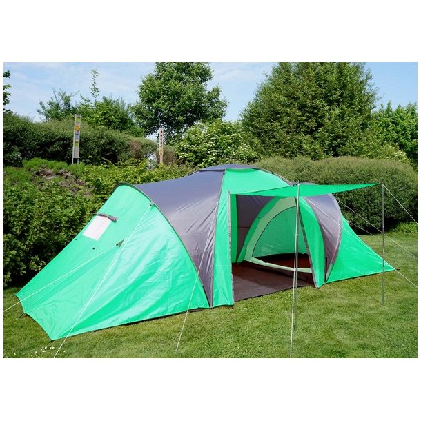 Campingtelt - 6 personers tunneltelt til camping - grnt telt