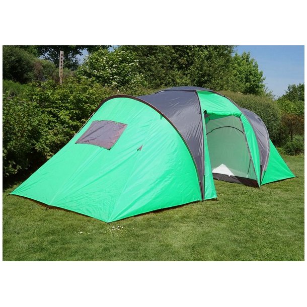Campingtelt - 6 personers tunneltelt til camping - grnt telt