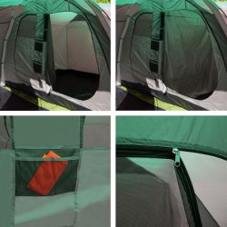 Campingtelt - 6 personers tunneltelt til camping - delbart grnt telt