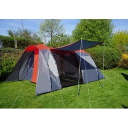 Campingtelt - 6 personers tunneltelt til camping - delbart rdt telt