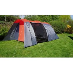 Campingtelt - 6 personers tunneltelt til camping - delbart rdt telt