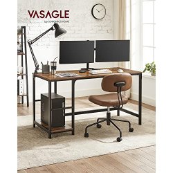 Skrivebord med 2 hylder - computerbord - rustik brun 140x60x75