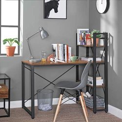 Skrivebord med 3 hylder - computerbord - rustik brun 120x60x120