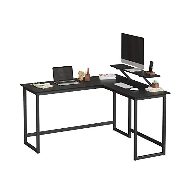 Hj�rneskrivebord med sk�rmstativ - skrivebord - sort 140 x 130