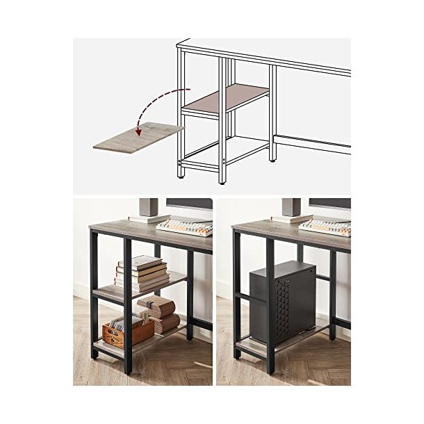 Skrivebord med 2 hylder - gr�/beige (greige) 120 x 60 x 75 cm