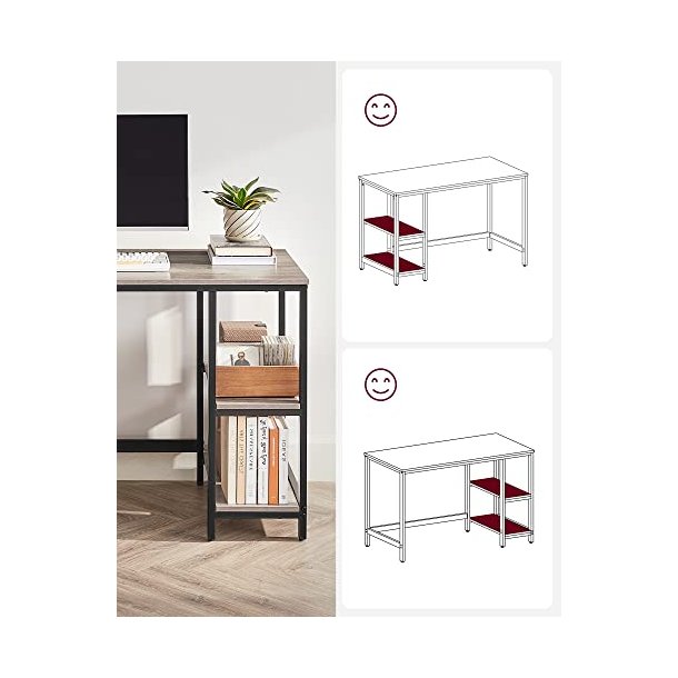 Skrivebord med 2 hylder - gr�/beige (greige) 120 x 60 x 75 cm