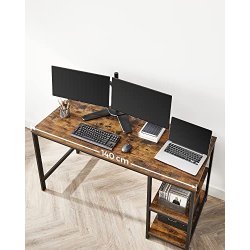 Skrivebord med 2 hylder - computerbord - rustik brun 140x60x75