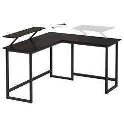 Hj�rneskrivebord med sk�rmstativ - skrivebord - sort 140 x 130