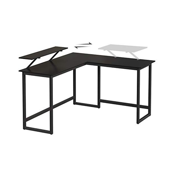 Hj�rneskrivebord med sk�rmstativ - skrivebord - sort 140 x 130