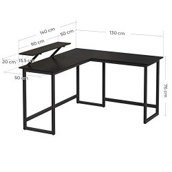 Hj�rneskrivebord med sk�rmstativ - skrivebord - sort 140 x 130