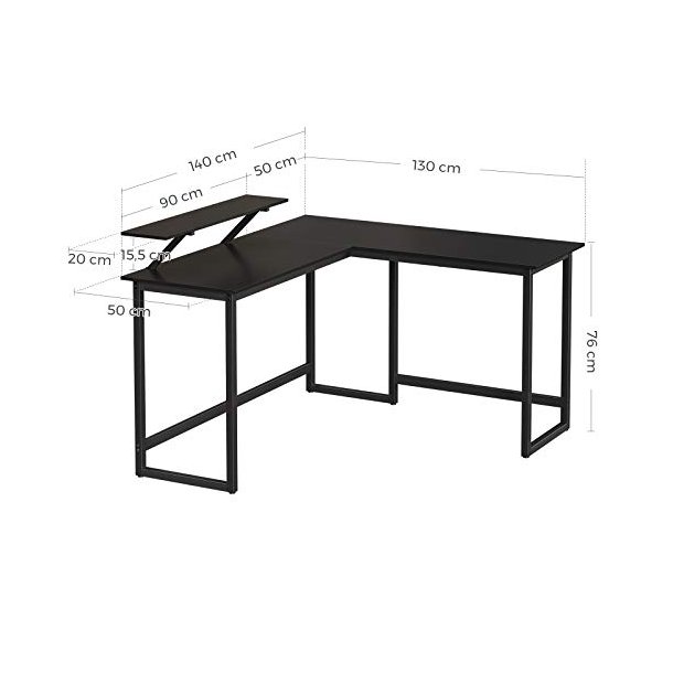 Hj�rneskrivebord med sk�rmstativ - skrivebord - sort 140 x 130