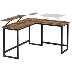 Hj�rneskrivebord med sk�rmstativ - skrivebord rustik brun 140x130