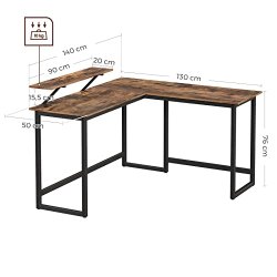 Hj�rneskrivebord med sk�rmstativ - skrivebord rustik brun 140x130