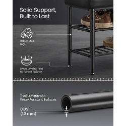 Opbevaringsbnk - siddebnk med skohylder - sort 30 x 80 x 50