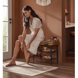 Opbevaringsbnk - siddebnk med skohylder - brun 30 x 80 x 50