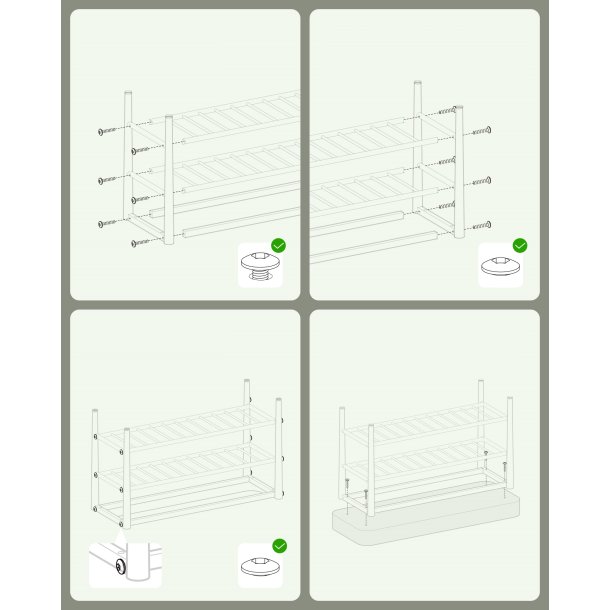 Opbevaringsb�nk - siddeb�nk med skohylder - gr�n 30 x 80 x 50