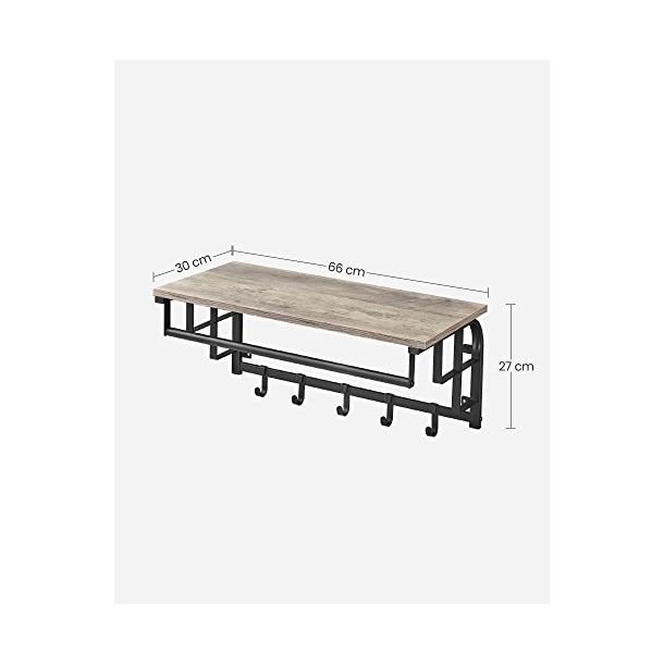 Knager�kke med knager, hattehylde og b�jlestang - gr� beige
