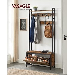 Garderobestativ med knager�kke og skostativ - rustik brun