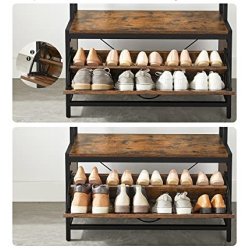 Garderobestativ med knager�kke og skostativ - rustik brun