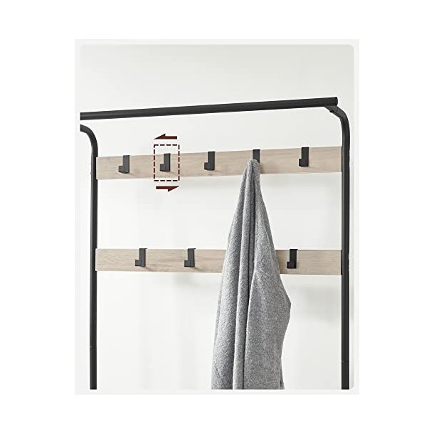 Garderobestativ med knager�kker og 2 skohylder - gr� beige