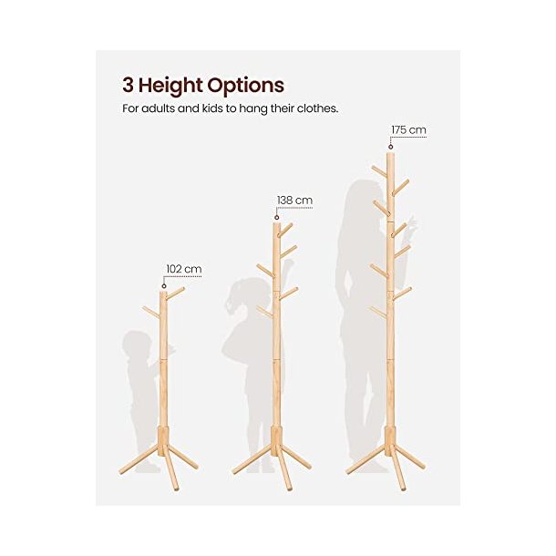 Stumtjener i tr� - frakke stativ til entre - brun 47x47x175