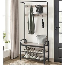 Garderobestativ med knager�kker og 2 skohylder - gr� beige