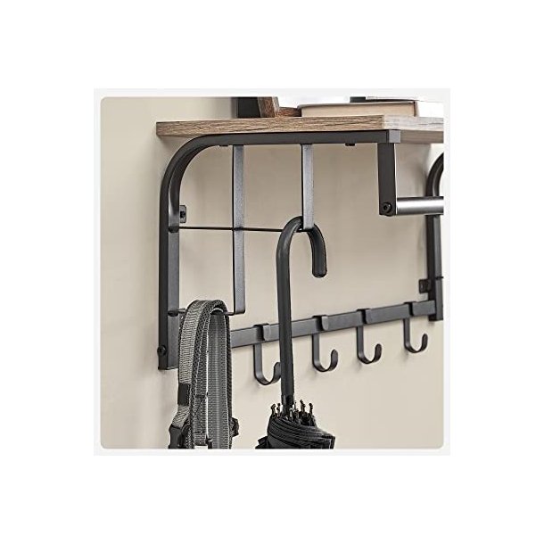 Knager�kke med knager, hattehylde og b�jlestang - gr� beige