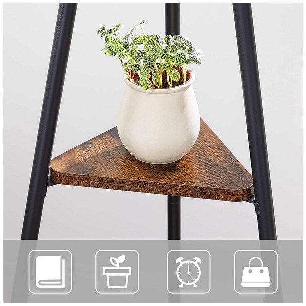 Stumtjener - frakke stativ i sort metal med 2 rustik brune hylder