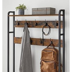 Garderobestativ med knager�kke og skostativ - rustik brun