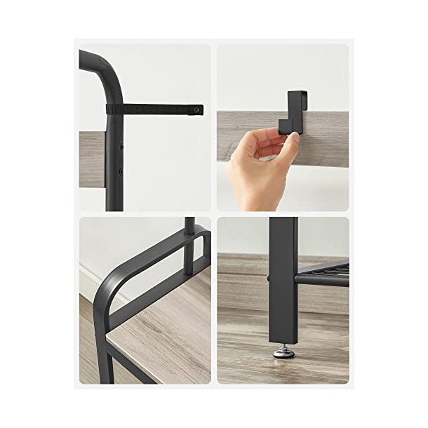 Garderobestativ med knager�kker og 2 skohylder - gr� beige