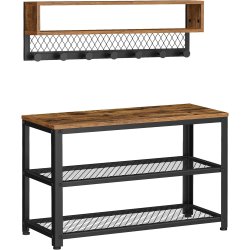 Garderobestativ - skob�nk, knager�kke, hattehylde - rustik brun