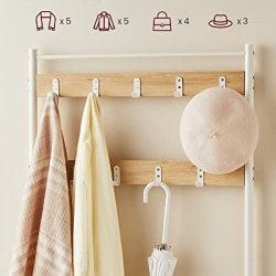 Garderobestativ med knagerkker og skohylder - egetr og hvid