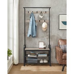 Garderobestativ med knager�kker og 2 skohylder - gr� beige