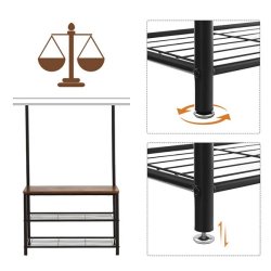 Garderobestativ med knager�kker og 2 skohylder - rustik brun