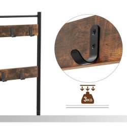 Garderobestativ med knager�kker og 2 skohylder - rustik brun