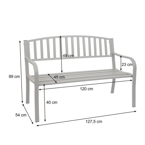 St�lb�nk - gr� parkb�nk og haveb�nk i pulverlakeret st�l