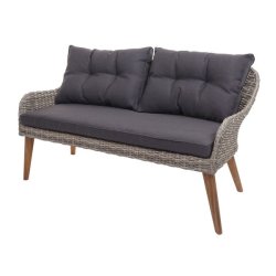 Loungest og havembelst - gr polyrattan havembler med mrke hynder