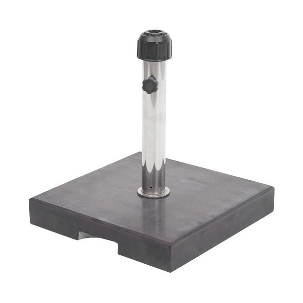 Parasolfod i granit - firkantet sort granitfod til parasol 24 kg