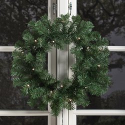 Grankrans p 45 cm med 15 LED-lys - batteridrevet julekrans