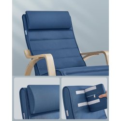 Gyngestol i birketr med justerbar fodsttte - bl hynde