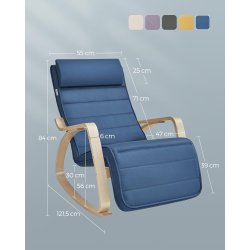 Gyngestol i birketr med justerbar fodsttte - bl hynde