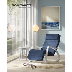 Gyngestol i birketr� med justerbar fodst�tte - bl� hynde