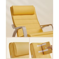 Gyngestol i birketr med justerbar fodsttte - gul hynde