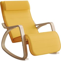 Gyngestol i birketr med justerbar fodsttte - gul hynde