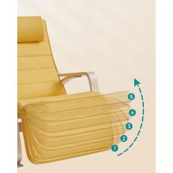 Gyngestol i birketr med justerbar fodsttte - gul hynde