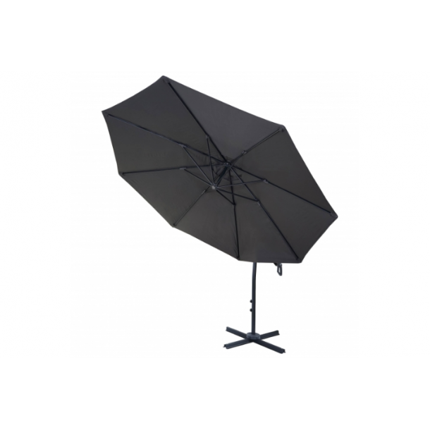 Hngeparasol 3 meter - 300 cm deluxe antracit aluminium parasol 