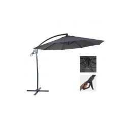 Hngeparasol 3 meter - 300 cm deluxe antracit aluminium parasol 