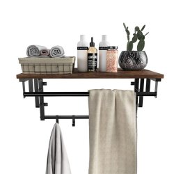 Knager�kke med hattehylde og b�jlestang 66x30 cm - rustik brun