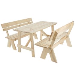 Havebord 148 cm - trbord - ubehandlet massivt fyrretr