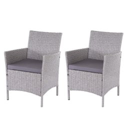 Havestole - 2 gr polyrattan havestole med antracit hynder